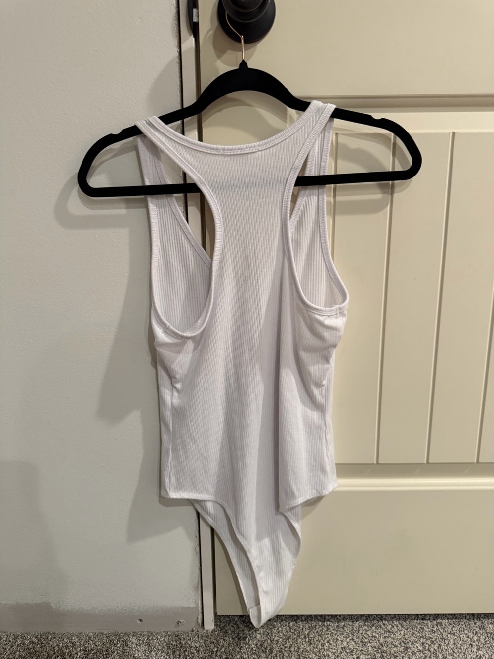 Better Be White Ribbed V-Neck Racerback Bodysuit - Picture 3 of 3